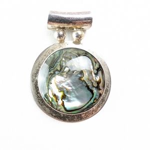 Vintage Mexico Sterling Silver Abalone Shell Pendent